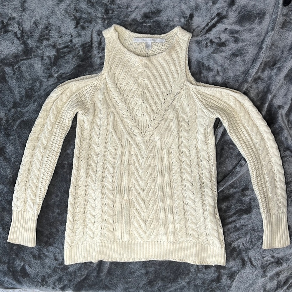 LC Lauren Conrad Crewneck Cold-Shoulder Sweater